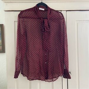 Equipment Burgundy Heart Pattern Blouse